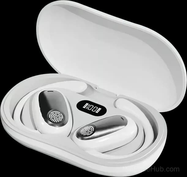 Sporty Hanging Ear Bluetooth Earphones, Black - View 14