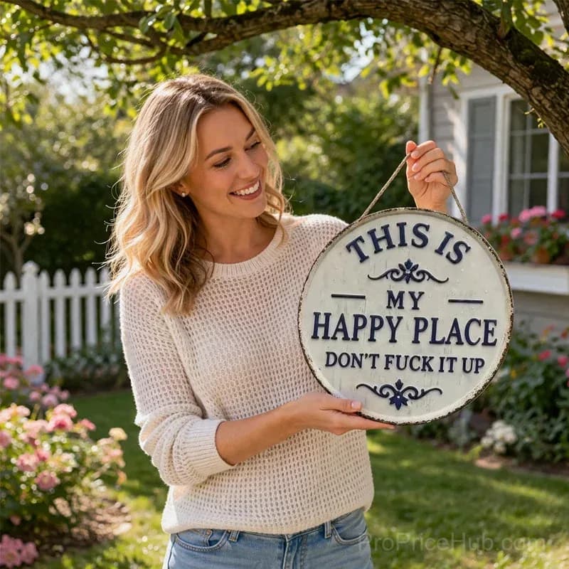 This Is My Happy Place Door Sign - Outdoor Garden Decor - View 6